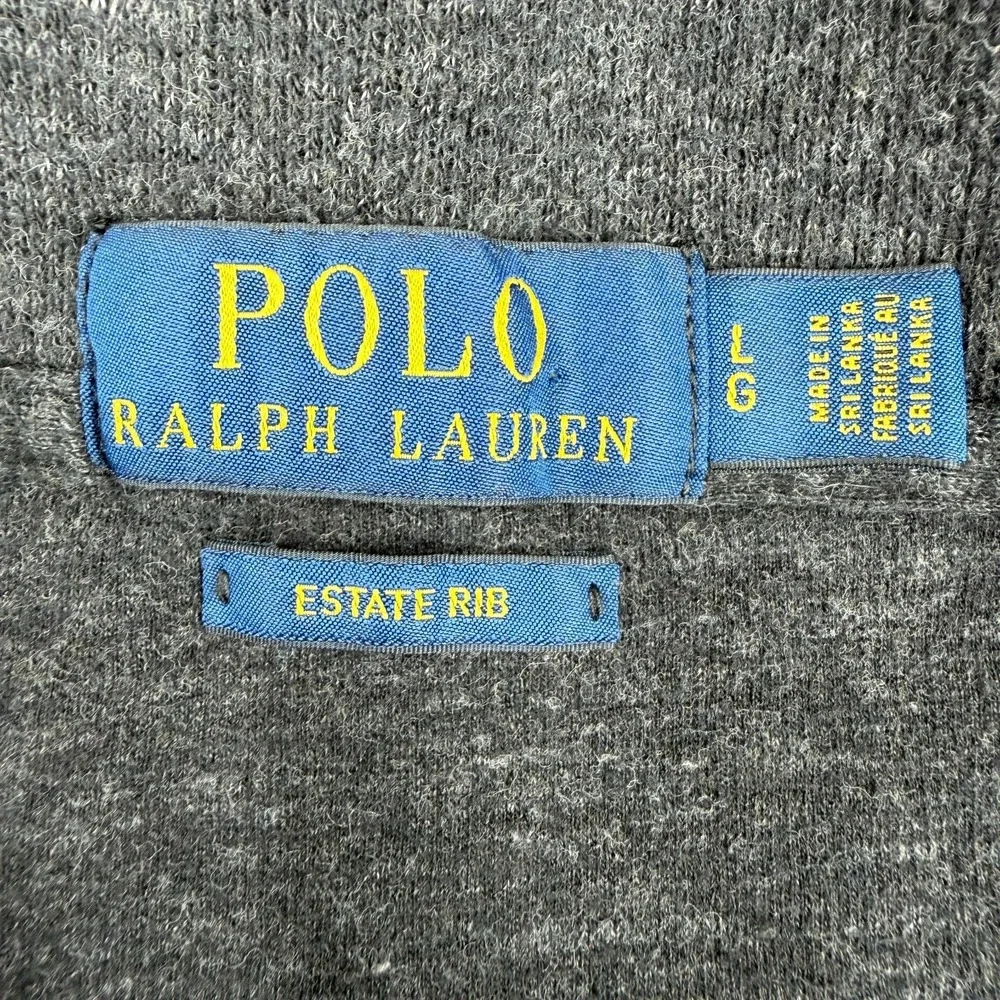 Polo Ralph‎ Lauren 1/4 Zip Estate Rib Sweater Pullover Men Large Gray Pullover
